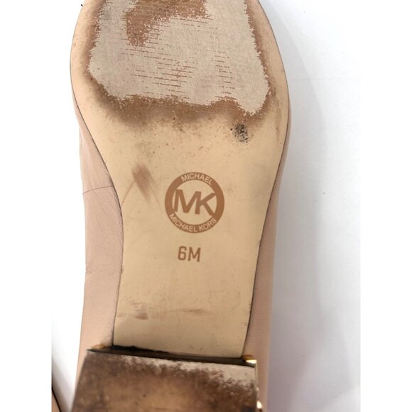 MICHAEL MICHAEL KORS BEIGE & BLACK BALLET FLATS W/ GOLD CHAIN ACCENT - 6M - Picture 9 of 10